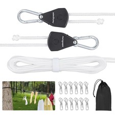 Retractable Travel Clothesline, Portable Clothes Line with Heavy Duty Pulleys...
