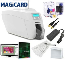 Magicard 300 ID Card Thermal Printer with Software Ribbon and Supply Bundle PL
