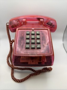 Vintage Clear Pink Red Telephone works Awesome 1990s Rare 90s Totally Cool