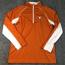 Colosseum Texas Longhorns Quarter Zip Pullover Athletic Shirt M Orange White