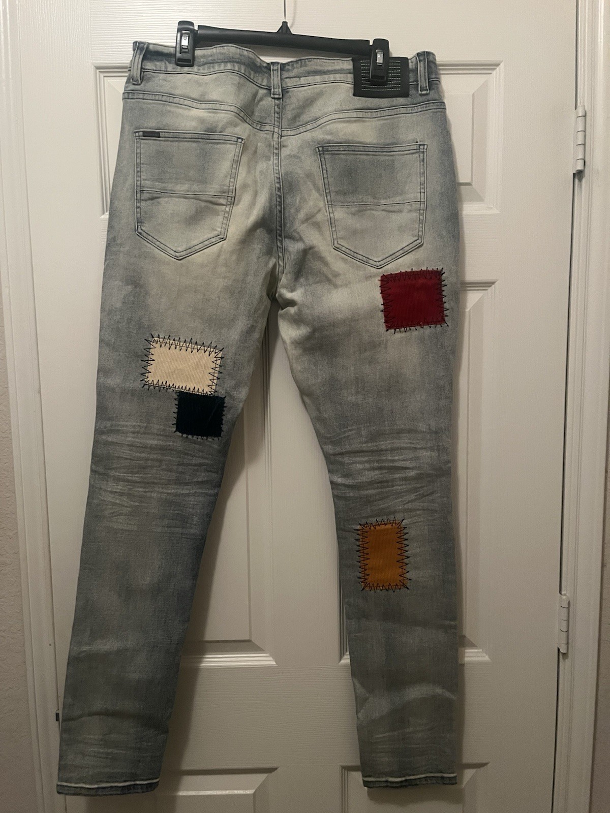 Serenade Patchwork Distressed Denim Stretch Jeans… - image 9