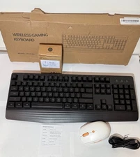 Full-size Wireless Gaming Keyboard and Mouse Bundle - Black & White