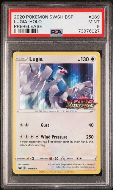 Pokemon Vivid Voltage Swsh066 LUGIA PRERELEASE Holo Black Star PROMO 2020 PSA 9