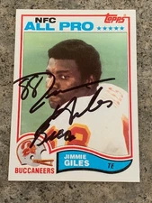 JIMMIE GILES TAMPA BAY BUCCANEERS AUTOGRAPHED SIGNED 1982 TOPPS ALL PRO #499
