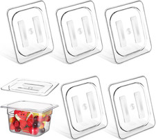 6 Pcs Polycarbonate Food Pan Lids with Handle, 1/6 1/2 Full Size Clear Hotel Pan