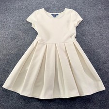 Polo Ralph Lauren Girls Cream Pleated Fit and Flare Dress Size M 8-10