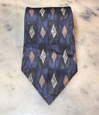Zylos George Machado 100% Italian Silk Blue Geometric Tie Made In USA
