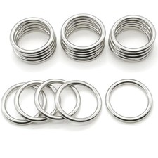10Pcs Metal O Ring 304 Stainless Steel 30mm x 4mm Heavy Duty Silver Camping