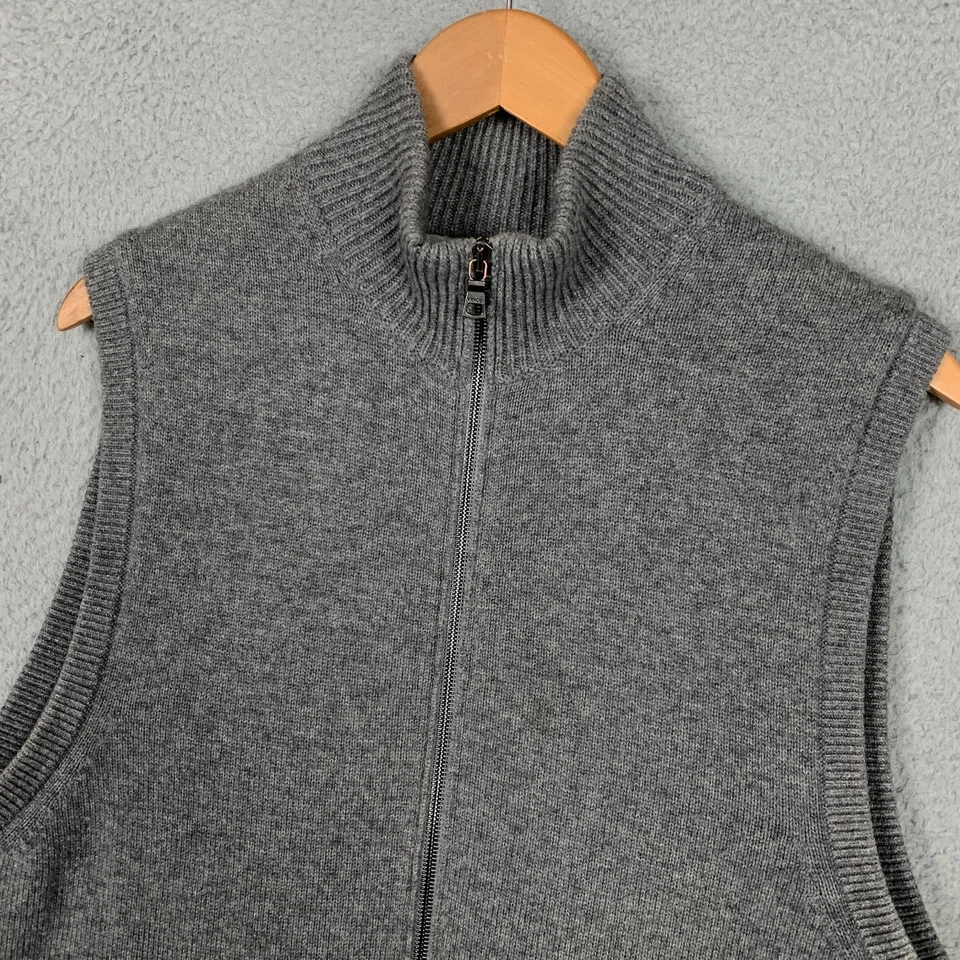 Vince Sweater Vest Wool Cashmere Men's Large L Gray Heather Full Zip Mock Neck - Image 4 of 4