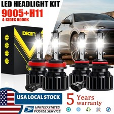 H11 9005 Led Headlight Kit Combo Bulbs 10000k Highlow Beam Super Bright White