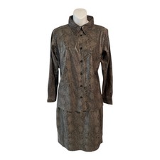 Vtg Cigliano Skirt Set NWT Shiny Snakeskin Design Outfit Sz 8 Skirt  Button Up
