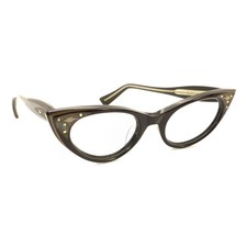 Harlequin Vintage Brown Gold Cat Eye Eyeglasses Frames 135 USA Women Retro