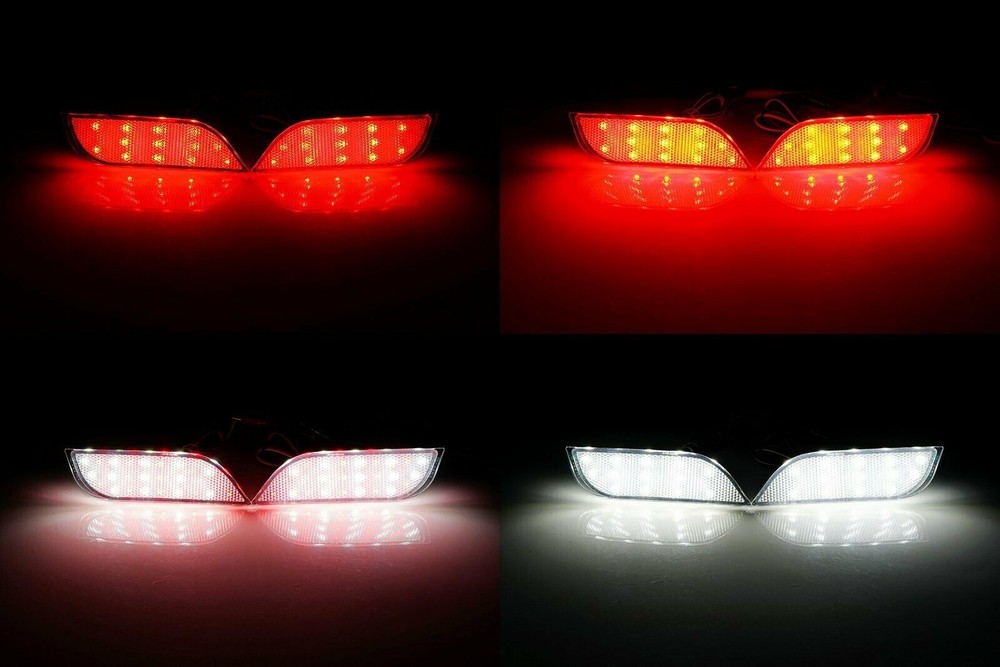 2x Clear Lens Rear Bumper LED Stop Brake Light For 2008-2014 Subaru Impreza WRX STI