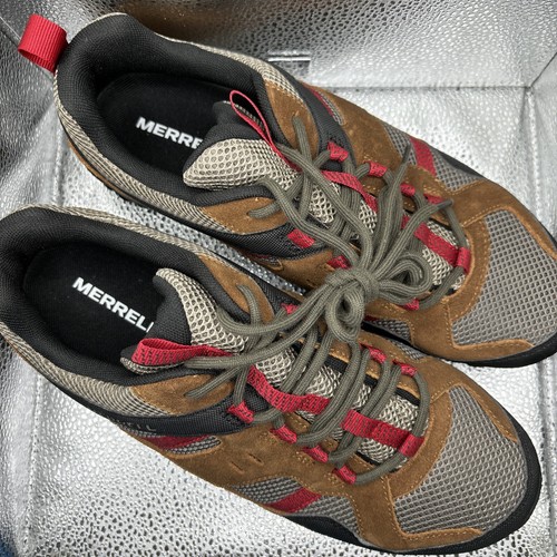 Merrell Men's Hiking Outdoor Trail Shoes Waterproof Size 9 Brindie NEW Tan Red - Picture 3 of 5