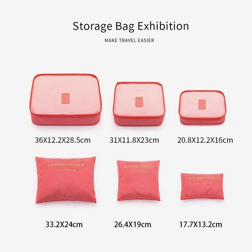 6x Set Travel Storage Bag for Clothes Luggage Packing Cube Organizer Suitcase US - Picture 2 of 19