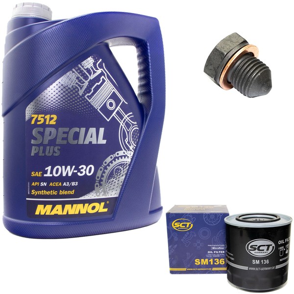 MotoröL ÖLfilter SM136 10W30 5 Liter + ÖLablassschraube FüR Audi VW Transporter-image