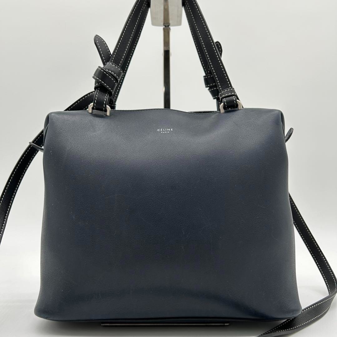 セリーヌ ソフトキューブ 2way ショルダーバッグ レザー ネイビー CELINE ネイビー ソフトキューブ 2wayレザーバッグ