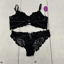 Avidlove Black Underwire Lace Bra & Panty Set Women's Size Large NEW