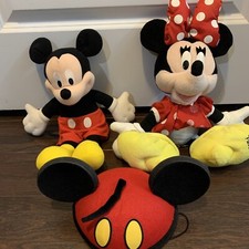 Lot of Walt Disney Parks Mickey Mouse Ear Hat and Mickey  Minnie Mouse Plush