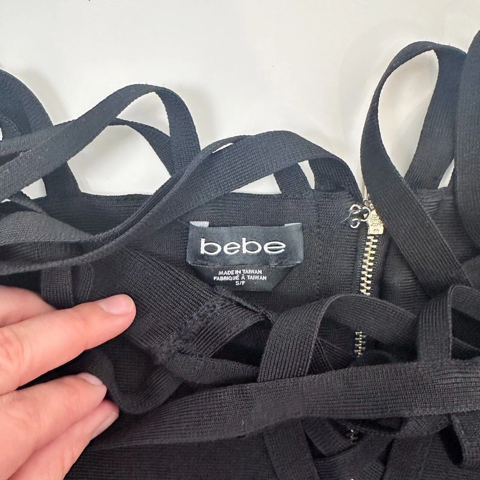 Bebe Mini Abito Nero Bodycon Fascia Gabbia Tg Small Festa San Valentino Gotico