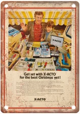Vintage 1979 X-ACTO Tool Kits Sets Ad Reproduction Metal Sign Z355