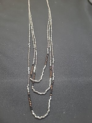 LOFT, 3 strand,matalic, and Chrystal Beads 30''