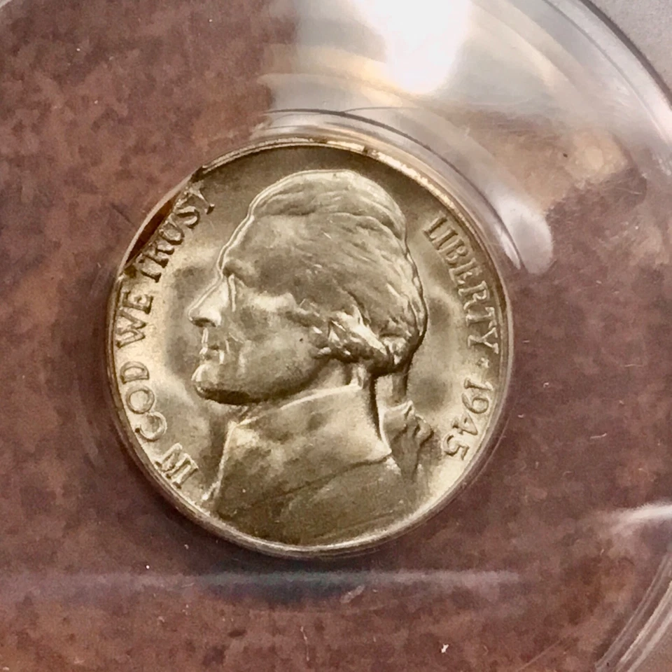 1945-S silver war nickel ANACS MS65 BU curved clip ERROR 4.83 gr - Image 4 of 4