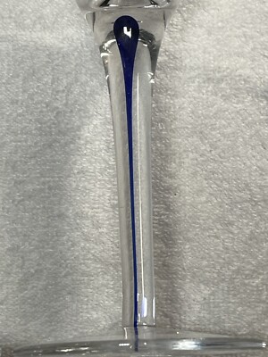 Avoca blue handmade wine glass. 9.25 Tall 4 Of Them. | eBay