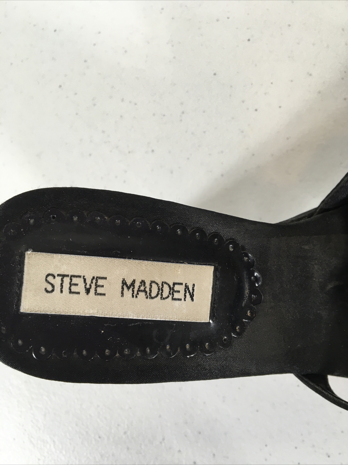 Chunky Heel Goth Steve Madden Sultan Vintage Y2K Black Satin Platform Sandals