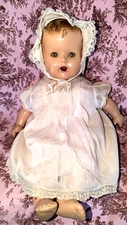 22" Unmarked by Maker Composition & Filled Fabric Chubby Baby Doll mold hair F2