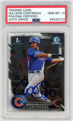 Willson Contreras Signed 2016 1st Bowman Chrome Rookie Card RC PSA GEM 10 AUTO