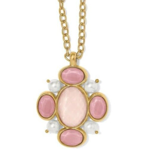 Authentic NWTag Brighton PINK MOON Gold Plated Glass Pearl Large Pendant Necklace MSRP$198