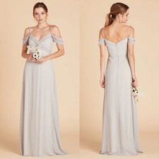 Birdy Grey Spence Convertible Dove Gray Bridesmaid Maxi Dress Medium NWT