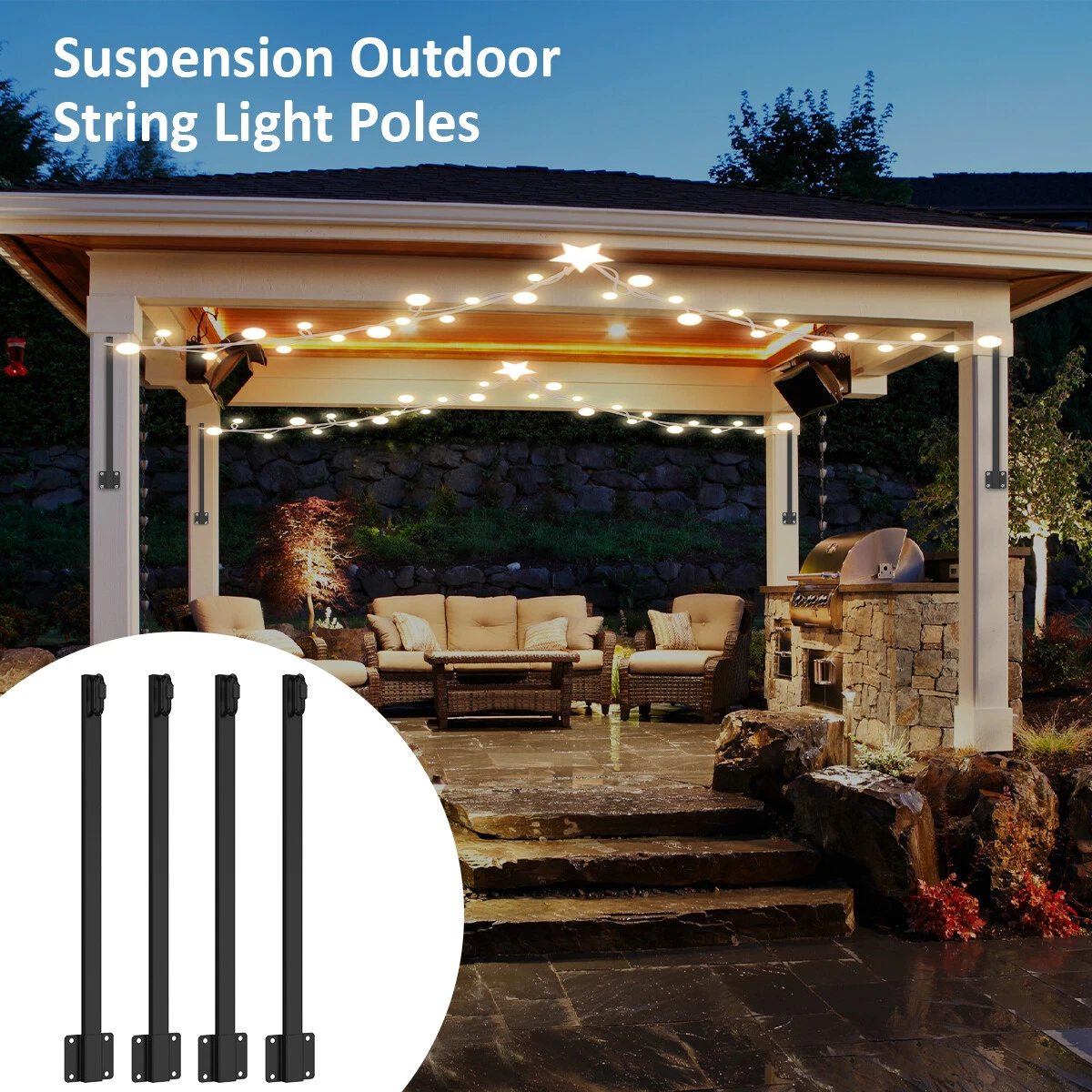 4Ps Suspension String Light Poles String Light Hanging Poles Patio