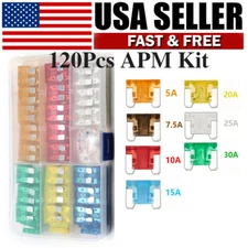 120Pcs 5A-30A Low Profile Micro Mini Blade Fuse Assortment Kit for Car Truck
