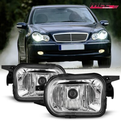 Fog Lights PAIR For 2001-2007 Mercedes Benz C-Class Clear Bumper Driving Lamps