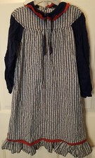 Vintage Blue Striped Floral Girls/Kids Dress. Handmade. One Of A Kind 