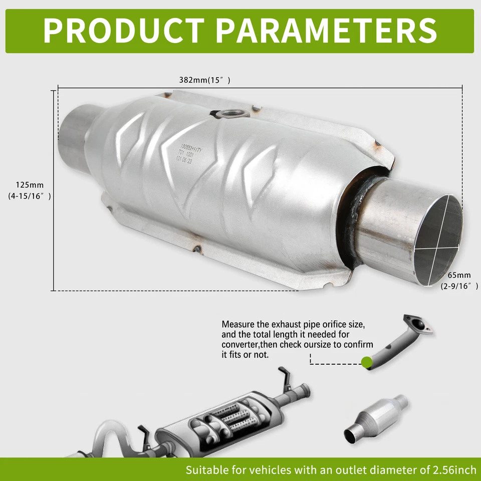 2.5英寸进口/插座催化转换器带隔热罩适用于吉姆西索诺玛1991-2004 — 第 3/4 张图片