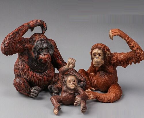 3 pièces orang-outan avec bébé animal jouet PVC figurine poupée enfants jouets fête cadeaux - Photo 1 sur 2