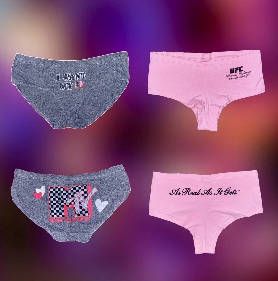 NUEVO conjunto de bragas para mujer Y2K con tangas rosadas UFC (M) y bikinis con logotipo de MTV (S) Foto 3 de 4