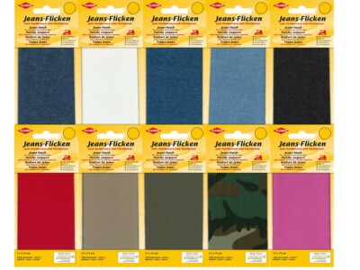 Kleiber Jeans Flicken zum Zuschneiden und Aufbügeln 10 Farben 17 x 15 cm