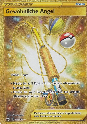 Gewöhnliche Angel - 215/202 SWSH01 Schwert & Schild - Secret Rare DE NM Pokemon