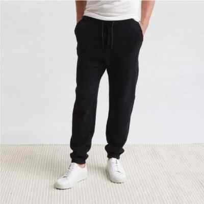 New $129 Kashwere Men's Solid Cozy Joggers, Black, X-Large