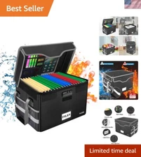 Fireproof and Waterproof File Storage Organizer Box with Lock and Pockets