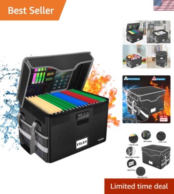 Fireproof and Waterproof File Storage Organizer Box with Lock and Pockets