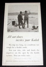 1916 OLD MAGAZINE PRINT AD, EASTMAN KODAK CO, ALL OUTDOORS INVITES YOUR KODAK 