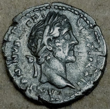 ROMAN COIN SILVER DENARIUS OF ANTONINUS PIUS, 1 OF THE 5 GOOD EMPERORS D##1.8