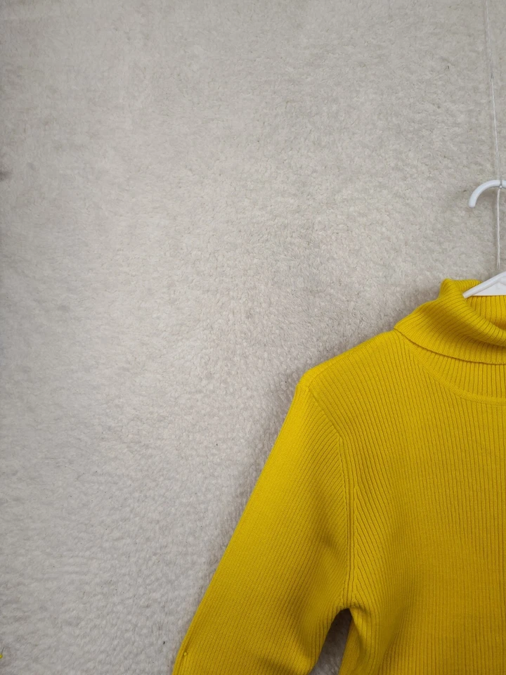 Suéter informal de punto de manga larga de mezcla de algodón amarillo grande de esquina para mujer Foto 2 de 4