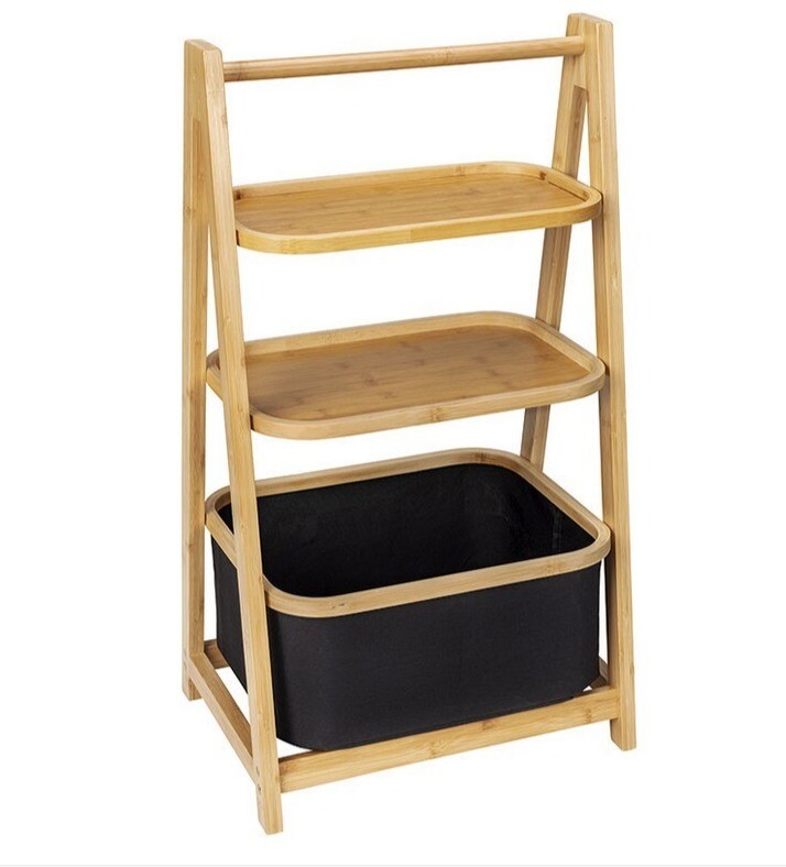 Ткань WENKO Regal mit Korb Ecori Bambus schwarz modern изготовлена из 100 полиэстера с эффектом потертости 20890₽