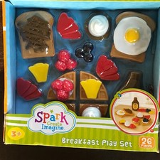 FUN FOOD TIKES NEW BREAKFAST PLAY SET RARE 15 PC EGGS WAFFLES FRUIT TOAST